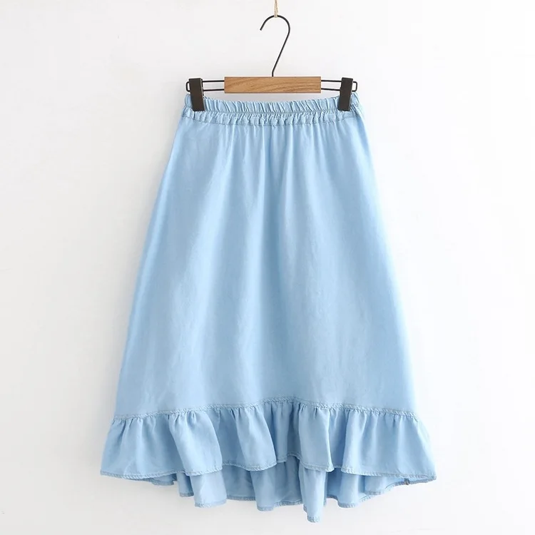 

Summer New Style Loose And Plus-sized Slimming Denim Skirt Women's Tencel Mid-length High-waisted A- line Skirt S27248