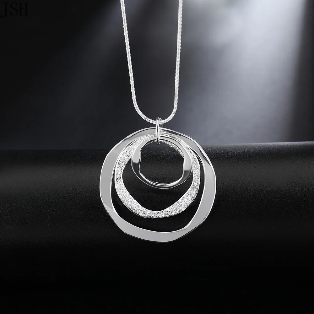 thumbnail image 1 of Colgante circular de Plata de Ley 925 para mujer, colgante de 40-75cm para boda, joyería de moda, venta al por mayor, 1 of 2