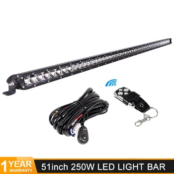 

51 Inch 250W Led Work Light Bar Single Row Flood Spot Beam Work Lamp for Jeep Wrangler JK 07-17 Offroad Truck ATV Car Styling