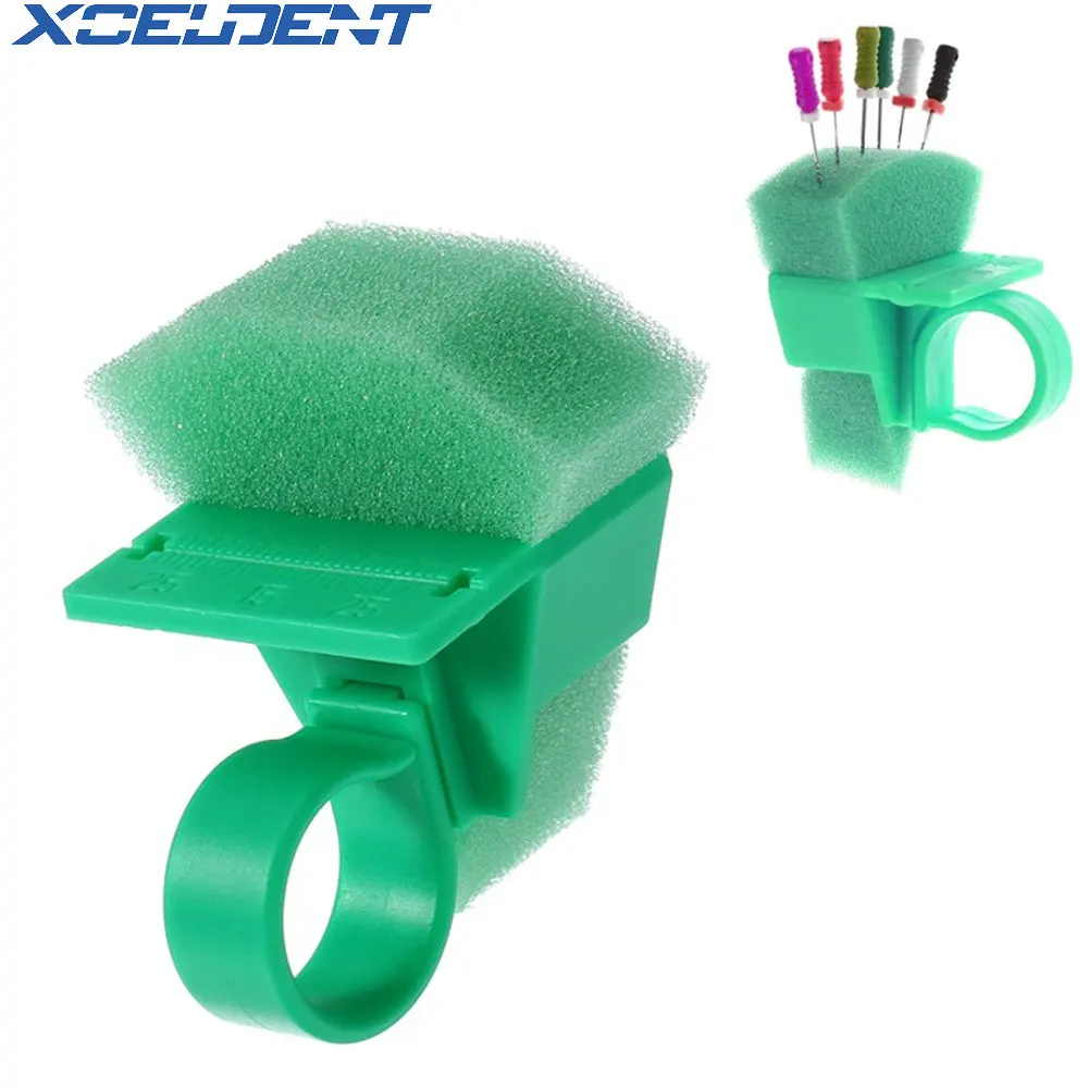 

1pc Plastic Dental Endo Clean Measuring Finger Ring Stand Holder Ruler Cleaning Foam Sponges File Holder