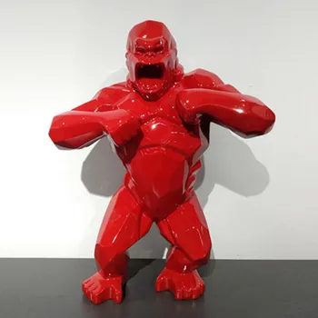 

HUGE MONKEY KING KONG LIVING ROOM DECORATION GORILLA SCULPTURE GEOMETRIC FRP MODERN STATUE BIRTHDAY PRESENT