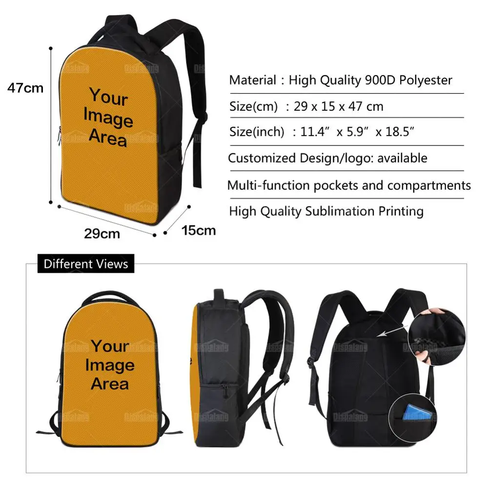 

Custom Design Women's Backpack Printing Laptop Backpacks Customize Logo Name Image Men Large Travel Backpacking Sports Bagpack