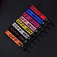 Llaveros de cinta trenzada de llavero blanco para mujeres y hombres llavero de correa de teléfono llavero de coche cartera bolso colgante de joyería(China)