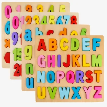 

Child Clutch Plate Wooden Puzzle Baby Digital Letter Shape Puzzle Colorful For Children New Style Early Learning & Education Toy