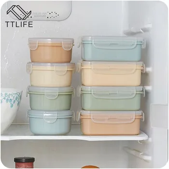 

TTLIFE Round PP Silicone Food Storage Box Mini Refrigerator Crisper Storage Box Kids Seal Lunch Grains Tank Sorting Container