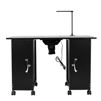 

Two Styles Nail Table Manicure Table Nail Salon Furniture with LED Lamp & Arm Rest Salon Spa Nail Equipment Black