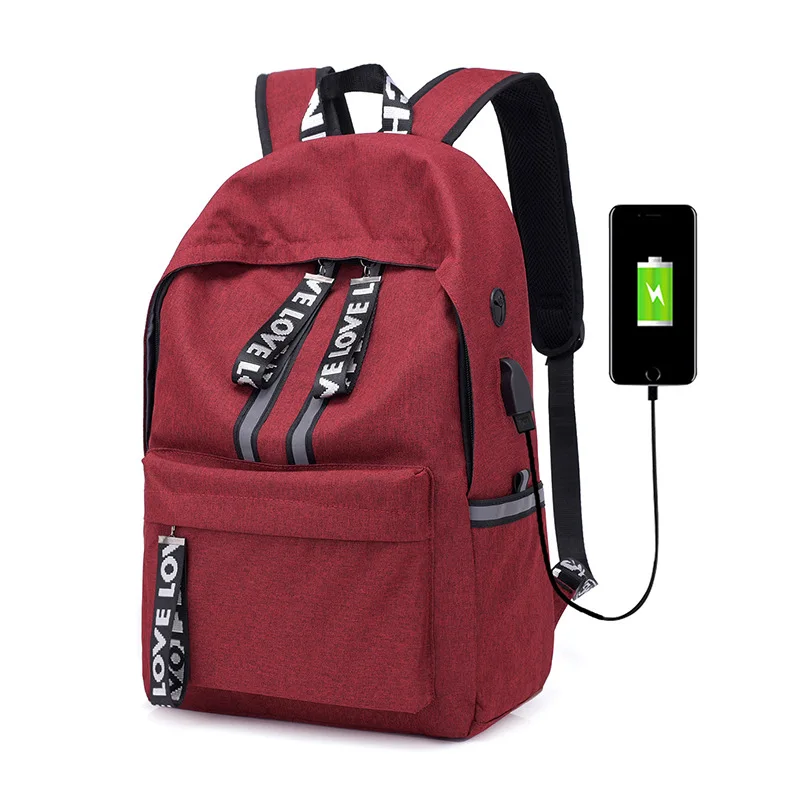 

USB Convenient Charging Men and Women Backpack College Student Schoolbag Leisure Computer Backpack Dorpshipping Wholesale