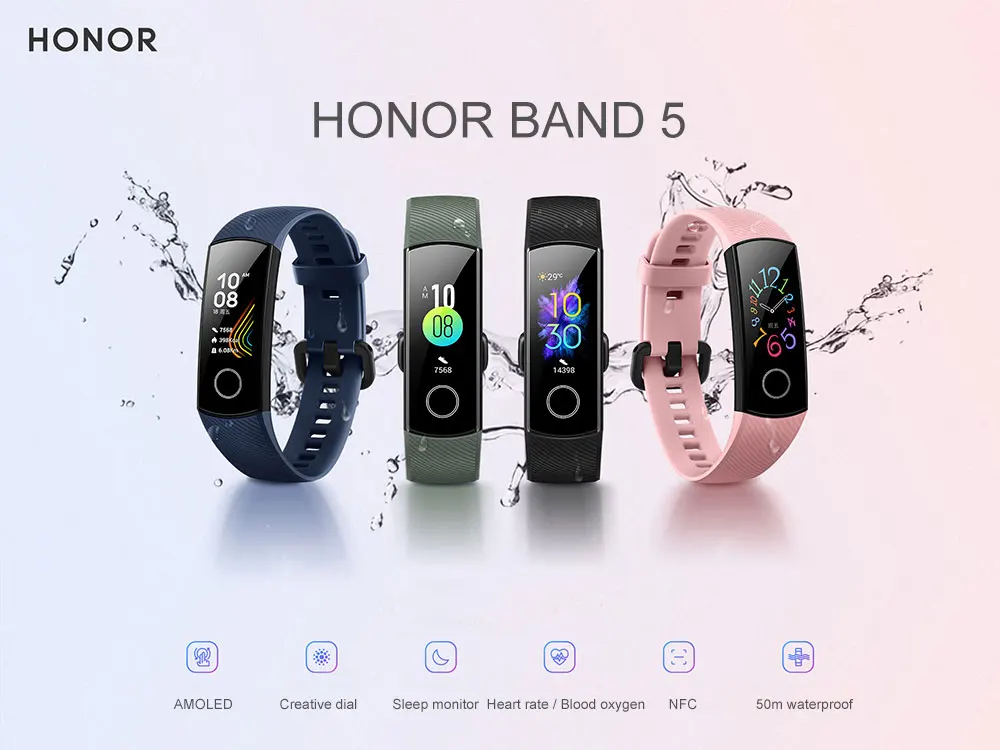 Глобальная версия Honor Band 5 браслет с кислородом крови смарт-трекеры активности Bluetooth умный Браслет мониторинг сердечного ритма