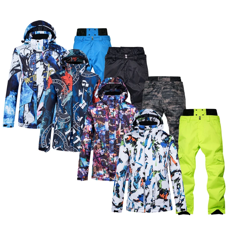 Plus Size 30 Colorful Men's Ice Snow Suit Sets Snowboarding Clothing