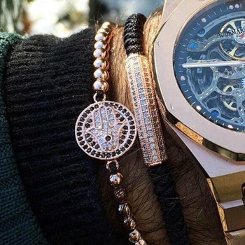 

Mcllroy Macrame Braiding Bracelets Jewelry bracelet homme Micro CZ Paved Curved Tubes Bangls for Women Simple Bend Bar Bracelets