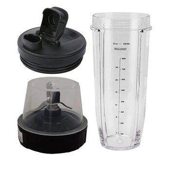 

32Oz Cup with Spout Lid and Blade 7 Fins Gear Replacement Parts Blade Assembly for NUTRI NINJA BL450/BL456/ BL455