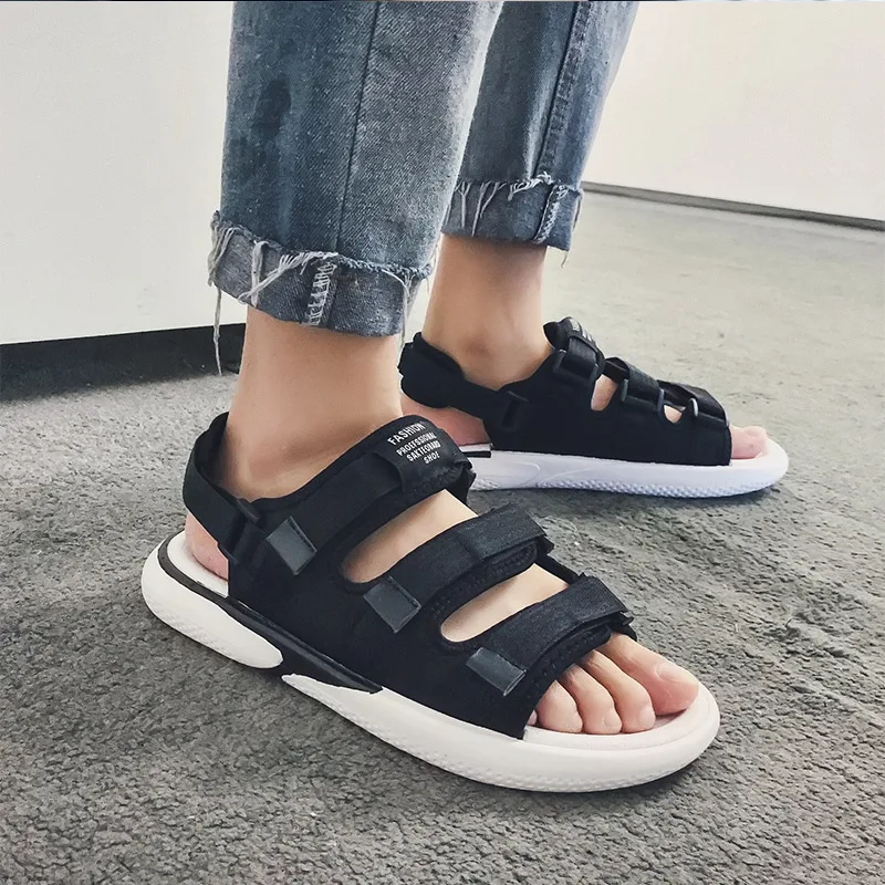 

Slipper Men Summer Network Red Tide MEN'S Sandals 2019 New Style Outer Wear Sandals Trend Hong Kong Style Sports Sandals