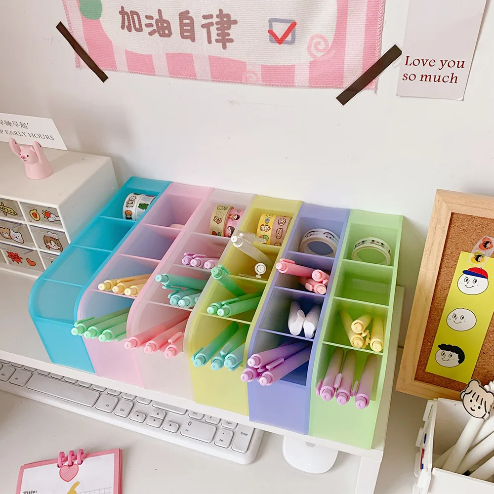 New Desk Pen Holder Pencil Makeup Storage Box Desktop Organizer School Office Stationery