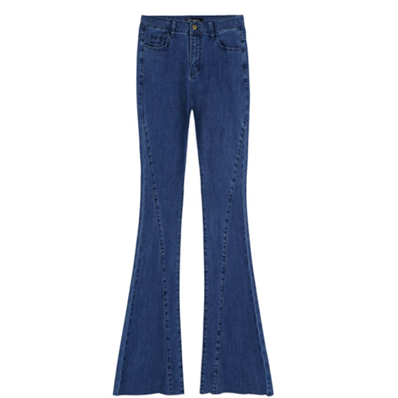 Womens Fashion Casual High Waisted Denim Jeans elastic flare pants jeans