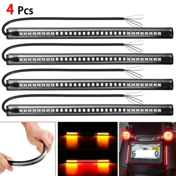 

48 SMD Flexible LED Motorcycle Strip Turn Signal Tail Rear Brake Stop Dual Color Yellow Red Light Waterproof Bulb lamp Fast deli