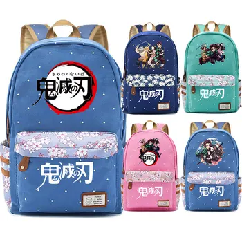 

F5301 New Fashion Anime HKimetsu no Yaiba Children Schoolbag Girls School bag Women Bagpack Teenagers Canvas Lady Femme Backpack