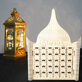 

Eid Mubarak Countdown Calendar Wooden Home Party Ornament Decor Message Board Calendar Storage Muslim Islamic Gift