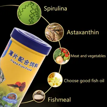 

Ornamental Fish Food Goldfish Guppies Small Medium Tropical Fishes Flakes Feed