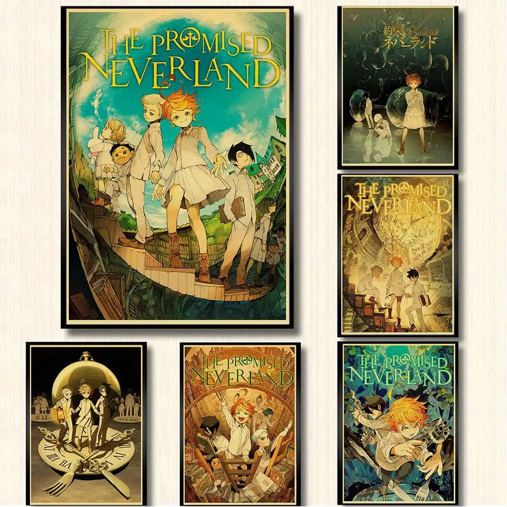 Painting Retro Poster Prints Anime The Promised Neverland Yakusoku No Neverland Norman kraft paper Wall Picture Home/Bar Decor