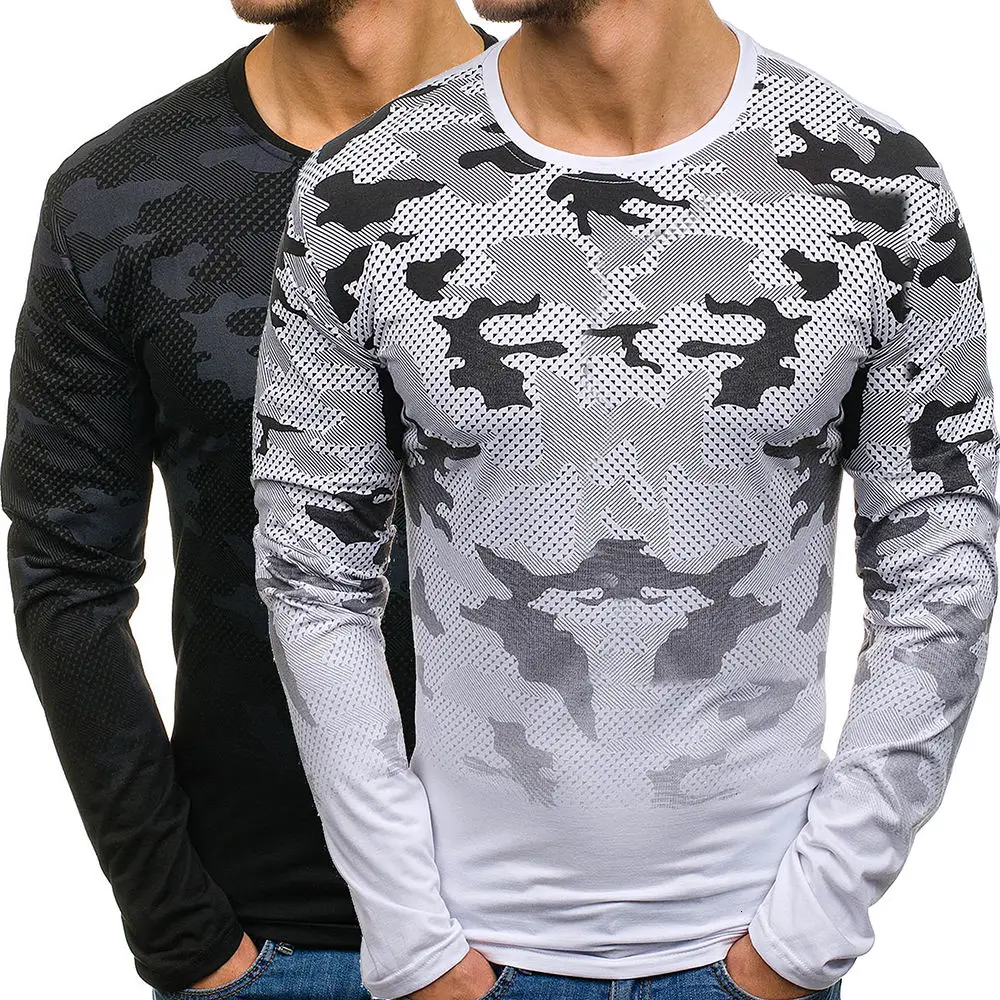 

2020 New Men's T-shirt Camouflage Gradient T-shirt Men's Casual Long Sleeve Slim Shapewear Tops Tracksuit Men Free Shipping