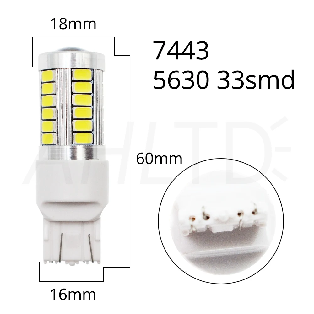 7443 2X белый красный 1156 BA15S 1157 BAY15D P21 5 Вт 33SMD 5730 светодиодный Автомобильные стоп-сигналы заднего фонаря сигнала авто светодиодный заднего хода лампы Туман светодиодный - Испускаемый цвет: 7443