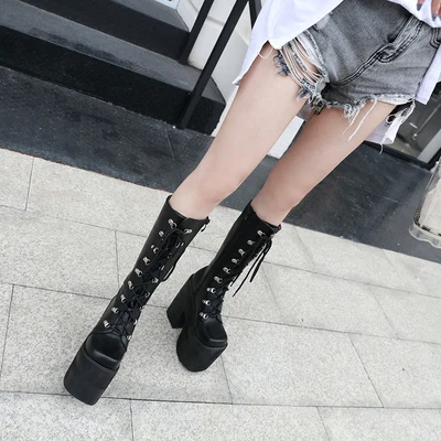 autumn and winter high help sponge cake waterproof platform thick bottom high tube hip hop boots women's boots