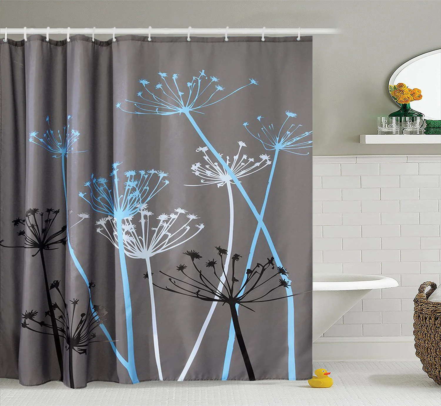 Dacron Shower Curtain Cloth Amazon Celebrity Style Hot Selling Home Dandelion Waterproof Drench Shower Curtain European Style Po