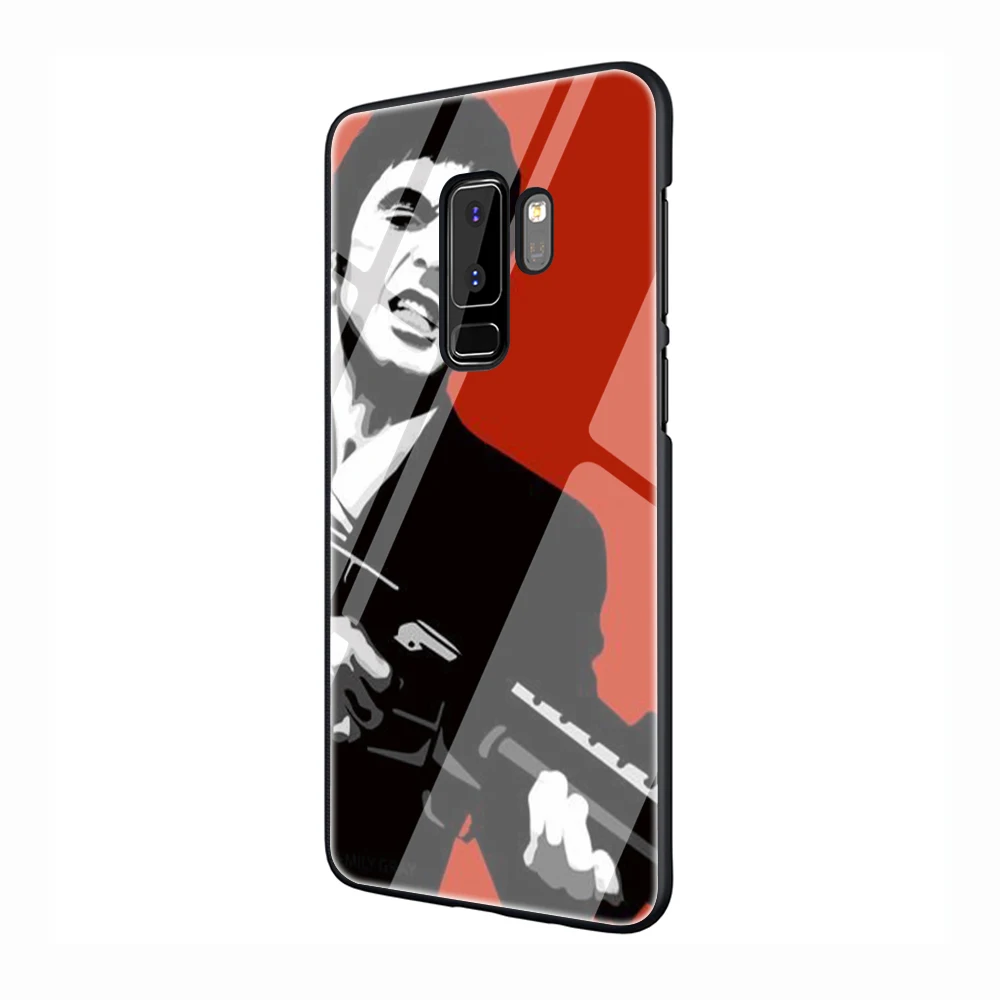 EWAU scarface Glass Phone Case for Samsung Galaxy S7 8 9 10Plus Note8 9 A10 20 30 40 50 60 70 - Цвет: G2