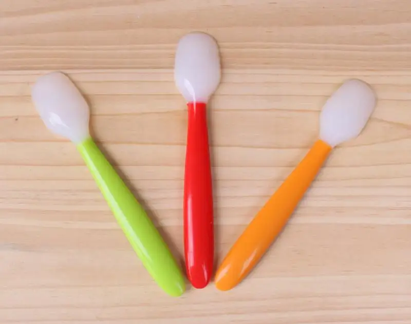 Safe Item Spoon Pure Silicone Spoon Silica Gel Soft Head Infant Child Tableware Silica Gel Baby Products Wholesale