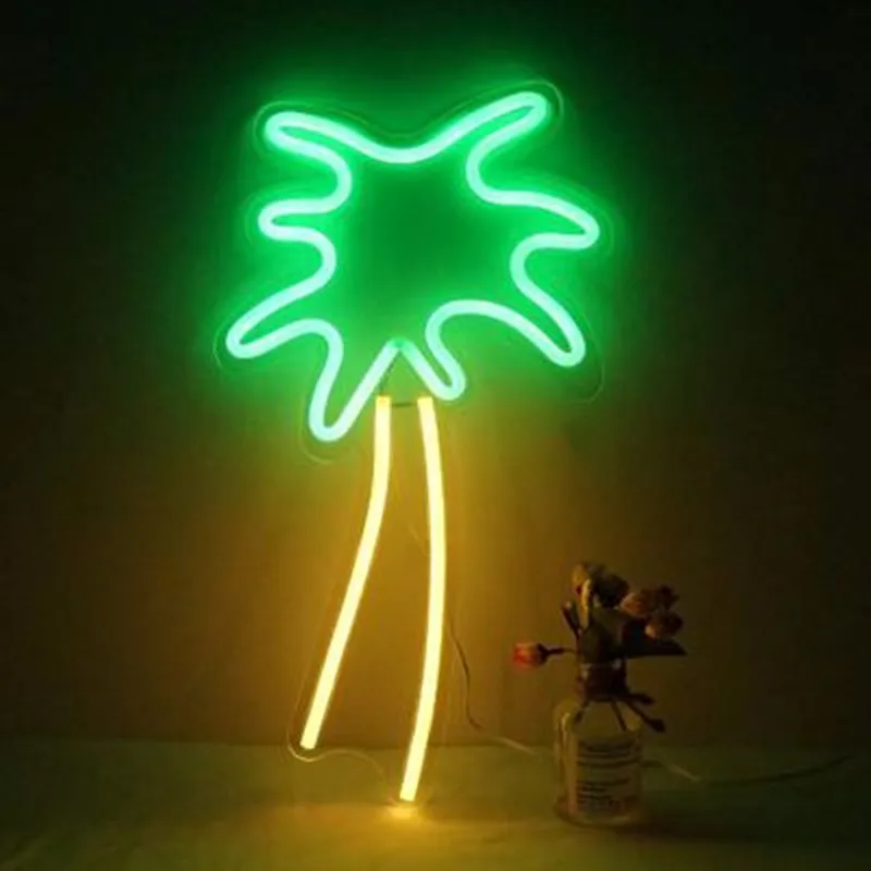 

Coconut Tree LED Neon Light Sign Sexy Beer Bar Lights Home Bedroom Wall for Party Gift Wedding Holidays Decor Light Up Signs