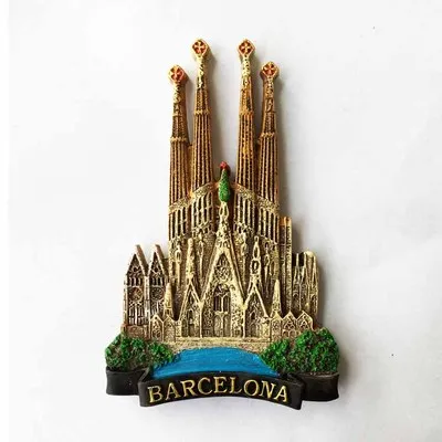Barcelona Gaudi Sagrada Familia Metall Magnet Souvenir Spanien Espana silbe 