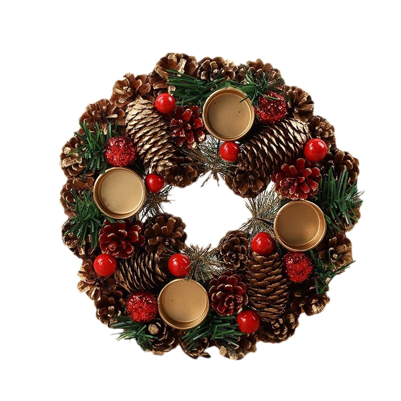 

1Pcs Durable Pine Cone Garland Christmas Wreath Ornament Wall Door Hanging Decor
