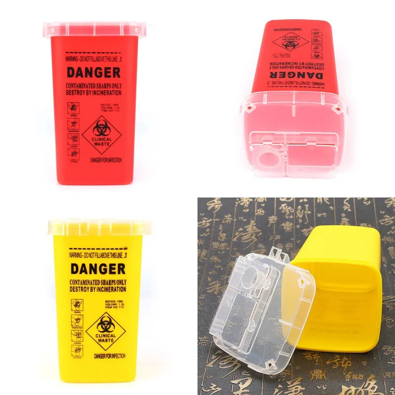 1L Capacity Sharps Container Medical Needles Bin Tattoo Piercing Needles Disposal Collect Box Tattoo Artist Waste Box