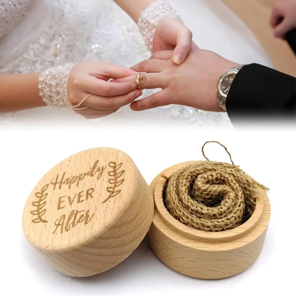Деревянный Круглый Резной предложение женитьбы демонстрационный держатель для колец коробка для хранения ювелирных изделий шик