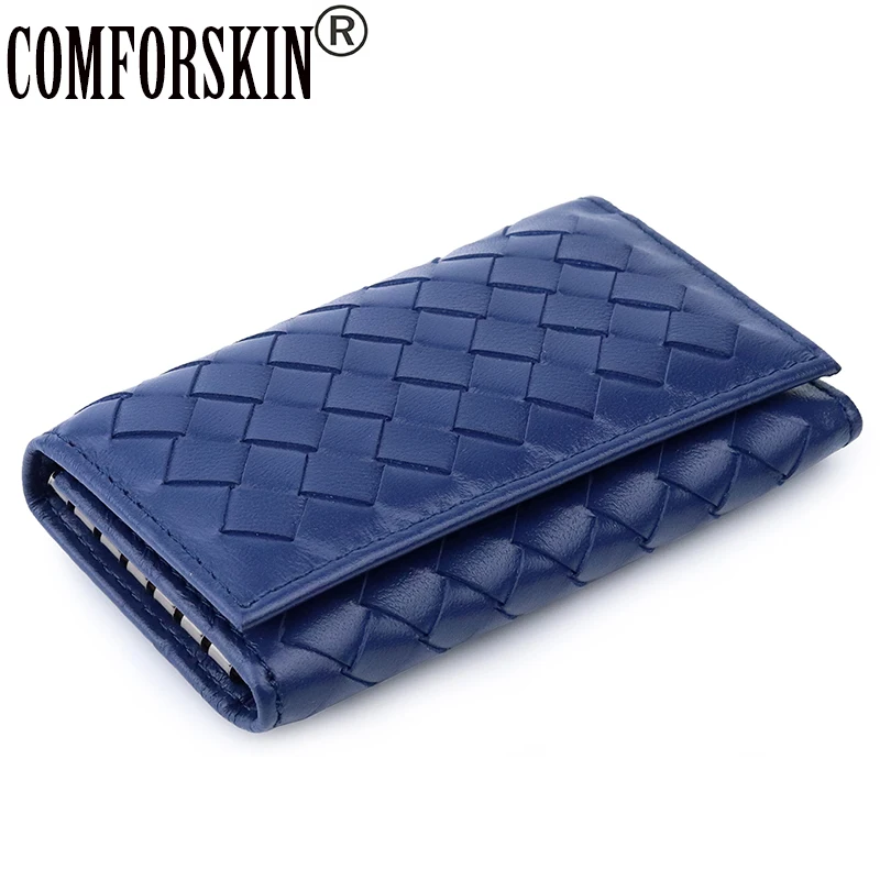 

COMFORSKIN Premium 100% Sheep Skin Multi-function Knitting Style Key Wallet New Arrivals Unisex Key Holders Key Housekeepers