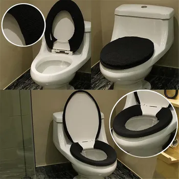 

Comfortable Toilet Seat Cover Soft Cushion Velvet Coral Bathroom Washable Closestool Lid Pad Warm Sitting Mats Set