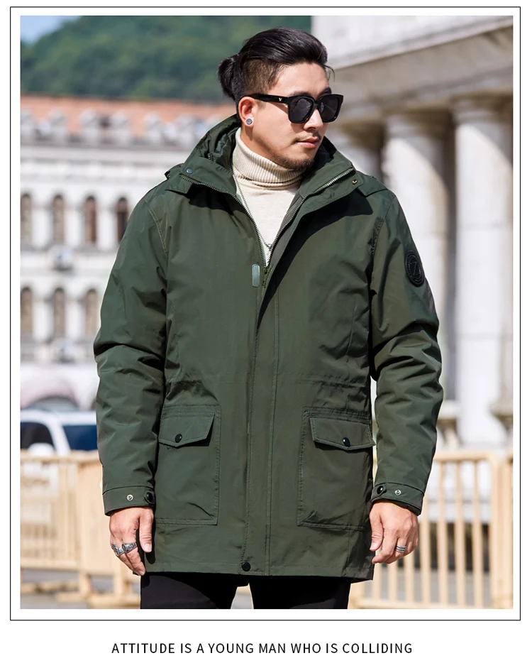 8XL 7XL 6XL размера плюс 2 в 1 зимняя куртка мужская шапка отстегивающаяся теплая куртка повседневные парки зимняя куртка с хлопковой подкладкой мужская одежда