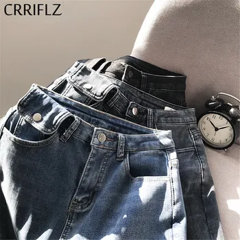 

2020 New Autumn Winter Straight Jean Women Mid Waist Casual Button Fly Ankle-length Jean CRRIFLZ