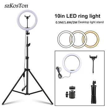 

Dimmable 16/26cm LED Selfie Ring Light With Tripod Kits Photography Lighting For Youtube Makeup Video Tiktok Studio Fill Lamp