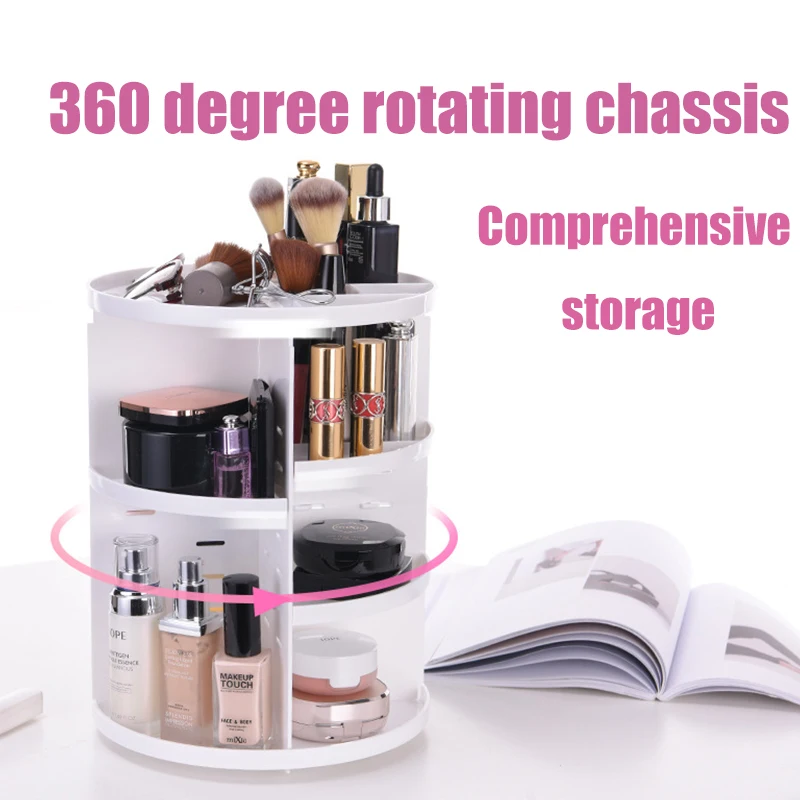 

360 Degree Rotation Transparent Acrylic Cosmetics Storage Box Fashion Spin Multi-function Detachable Makeup Beauty Organizer