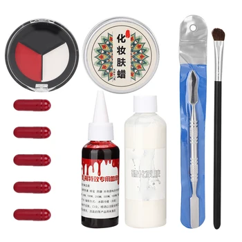 

Halloween Special Effects Set Face Body Wound Scar Skin Wax Faux Blood Cream Tool Set Halloween Wounded Makeup