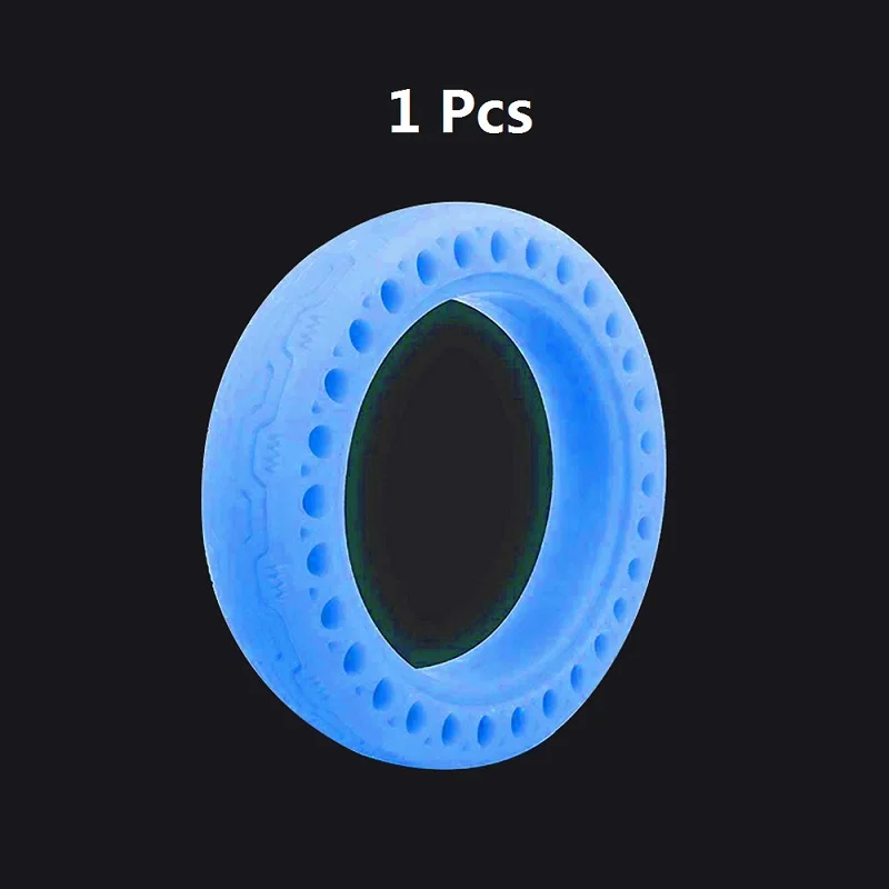 1 Pcs Blue Tire Электрический скутер светящиеся полые твердые шины для Xiaomi Mijia M365 флуоресцентный шок надувная шина скутер аксессуары - Color: 1 Pcs Blue Tire