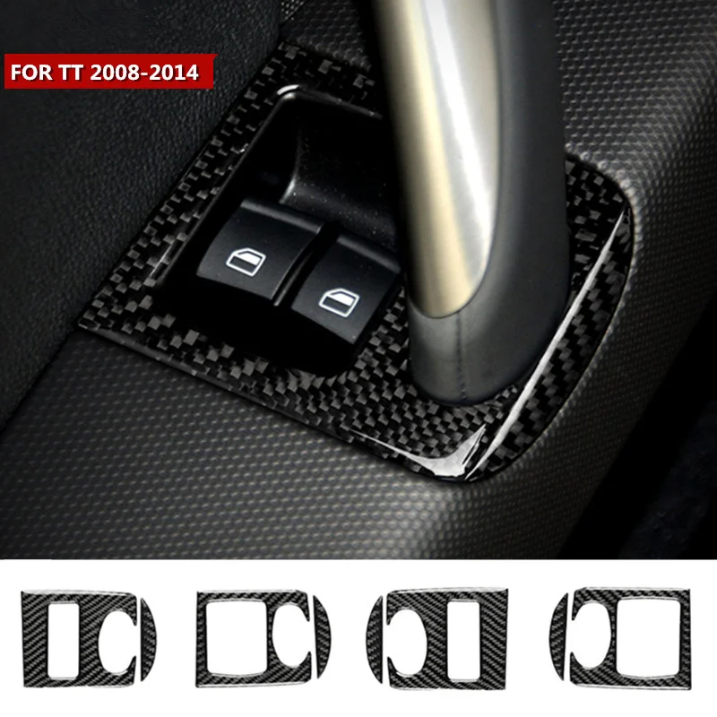 Carbon fiber Car Window Lifter Button Panel Decorative Cover stickers For Audi TT 8n 8J MK123 TTRS auto interior Accessories | Автомобили