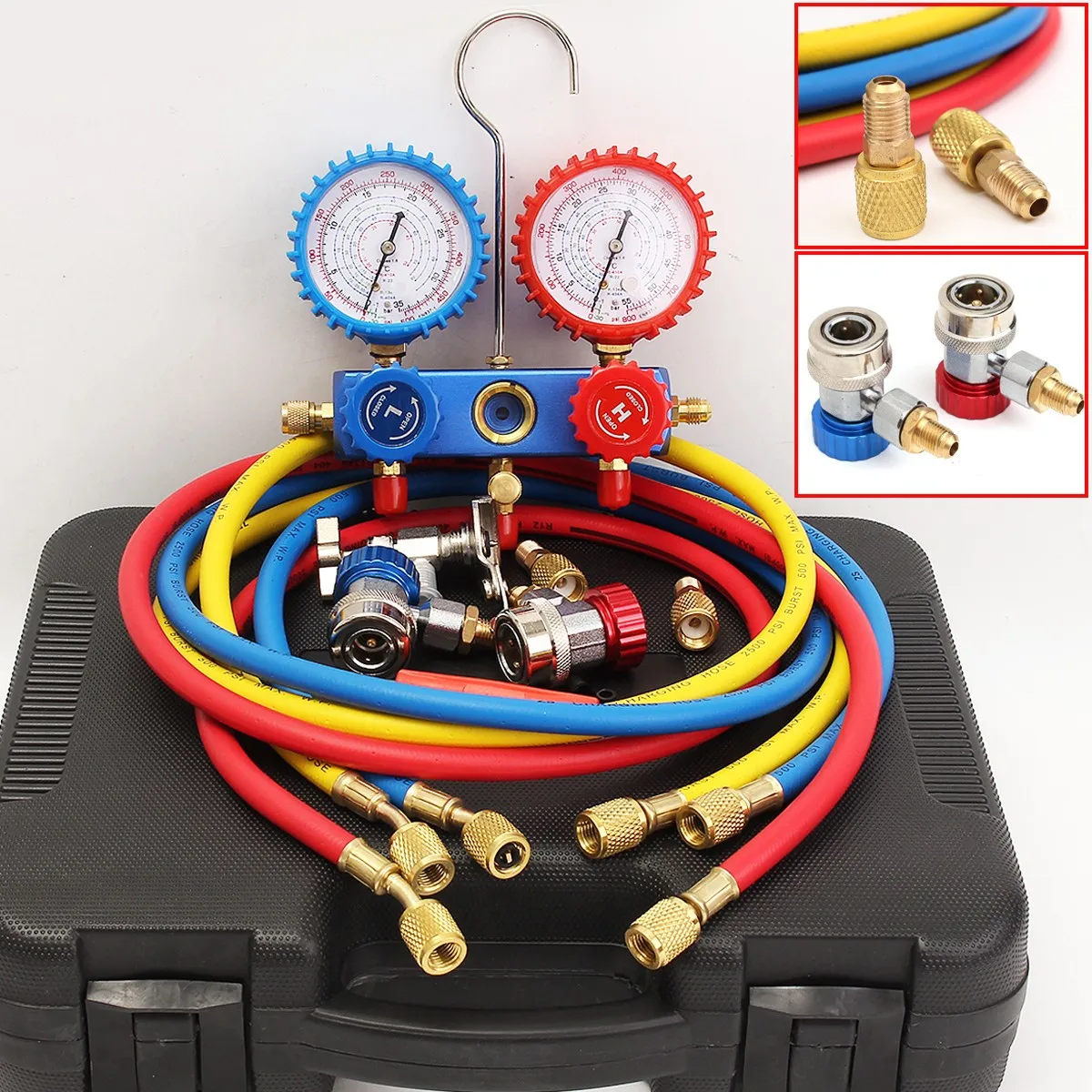 R134a Air Conditioning Refrigerant Manifold Gauge Set with 1.5m