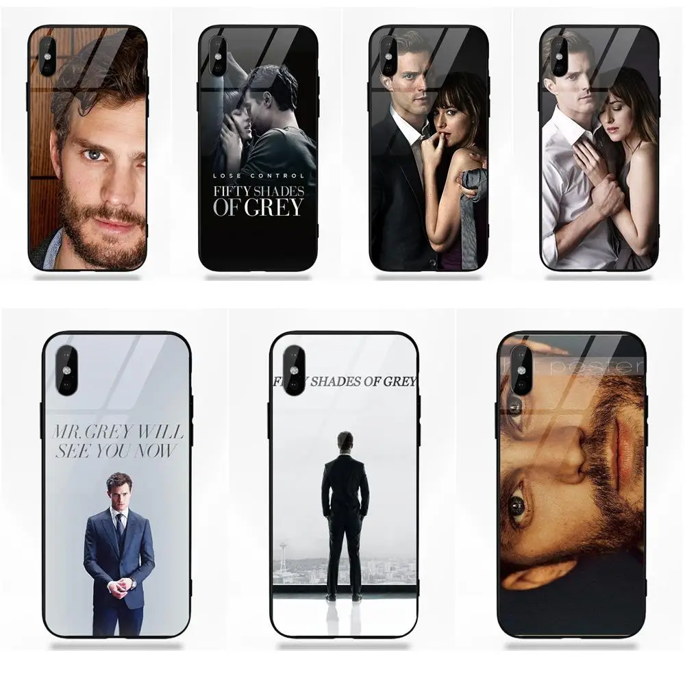 cheap Soft TPU Frame+Tempered Glass Phone Case Jamie Dornan Fifty Shades Of Grey For Apple iPhone 5 5C 5S SE 6 6S 7 8 Plus X XS Max XR