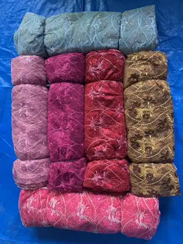 

New African Lace Fabric 2019 Embroidered Nigerian Velvet Lace Fabric Bridal High Quality French Tulle Lace Fabric Women Dress