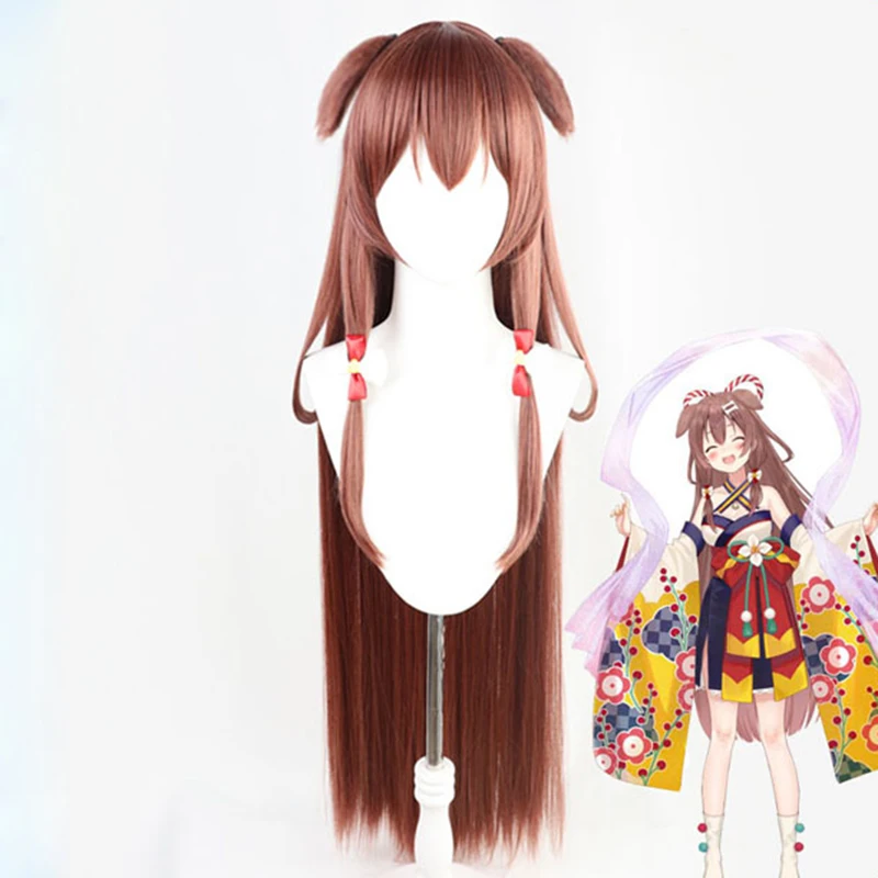 VTuber Inugami Korone Cosplay Wig Hololive Gamers Girl Ears Long Wavy Braided Hair Brown Braids Synthetic Hair + Wig Cap sexy anime cosplay Cosplay Costumes