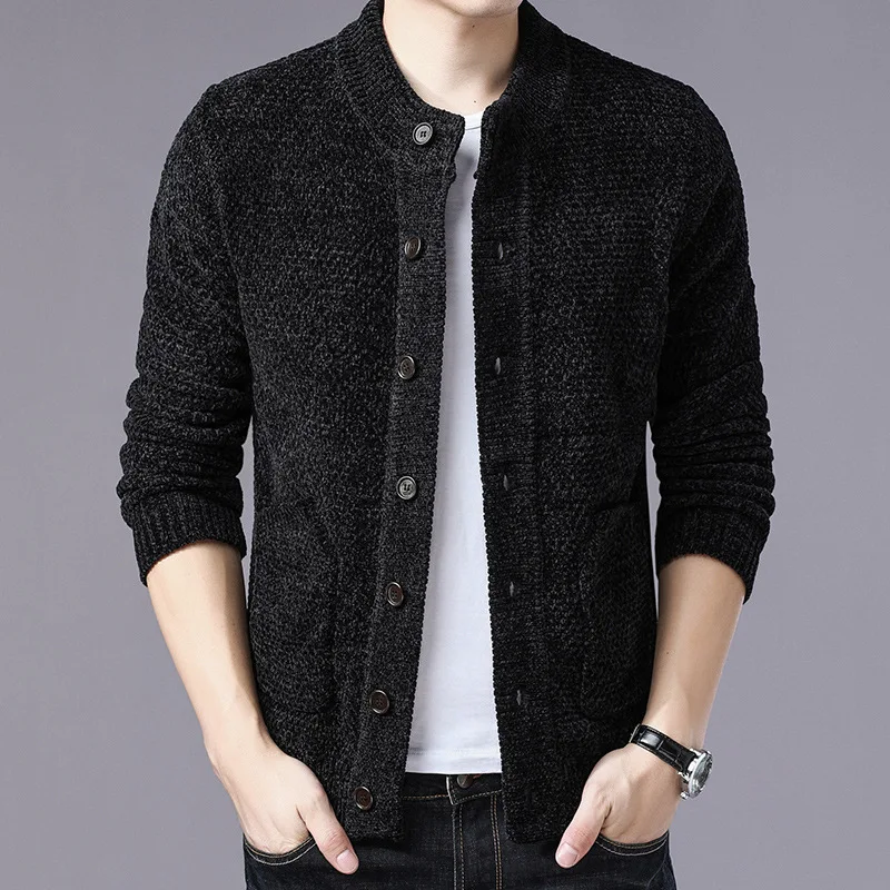 

Dropshipping High Quality Sweaters Men Solid Slim Fit Single Breasted Cardigan Sweaters Casual Warm Wool Sweater Men