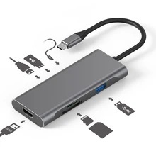 7 в 1 USB 3,0 type-C концентратор к HDMI адаптер 4K Thunderbolt 3 USB C концентратор с концентратором 3,0 TF SD Reader слот PD для MacBook Pro/Air