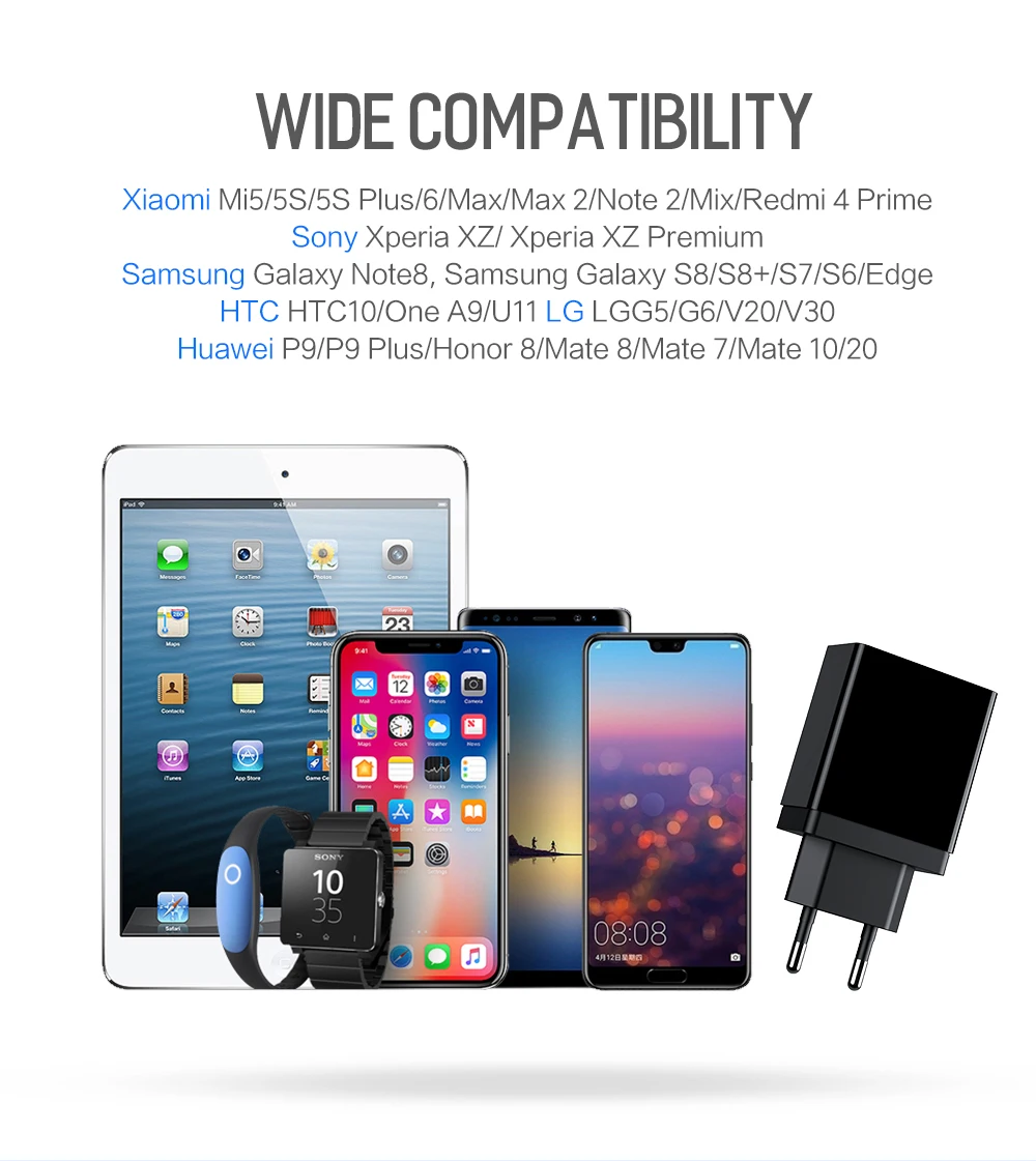 Зарядное устройство USB Quick Charge 3,0 со светодиодный дисплеем для iPhone X 8 7 быстрое настенное зарядное устройство для samsung S9 Xiaomi Mi 8 huawei